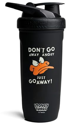 Smartshake Looney Tunes Reforce rostfritt stål proteinblandare flaska 900 ml | 8,5 dl – läckagesäkert skruvlock – BPA-fri – unisex – icke-isolerad – daffy Duck