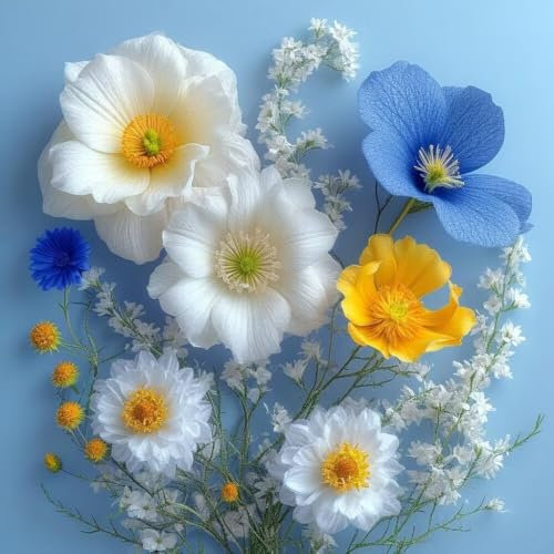Malen Nach Zahlen Erwachsene Schöne Blumen, DIY Kreativ Set Erwachsene, 100x100cm Malen Nach Zahlen Kinder und Anfänger, mit Pinseln und Acrylfarben Handgemalt Ölgemälde Leinwand, Gifts Decor D-780