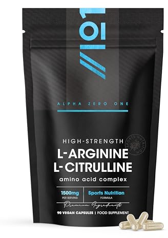 L Arginine and L Citrulline 1500mg – 90 Vegan Capsules – Amino Acids Supplements for Men and Women – Resealable and Recyclable Pouch by Alpha01