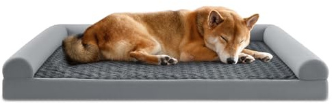 COSTWAY Cama Ortopédica para Perros, Cama Perro Grande con Tejido Interno Impermeable, Sofá para Perros con Funda Extraíble y Lavable, Gris, 135 x 91 x 18 cm (XX-Large)