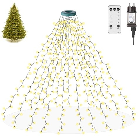 sylvwin 2M Weihnachtsbaum Beleuchtung mit 16 Girlanden,400 LED Lichterkette Weihnachtsbaum mit Ring,8 Modi,Christbaumbeleuchtung Innen für Weihnachtsdekorationen im Innen- und Außenbereich