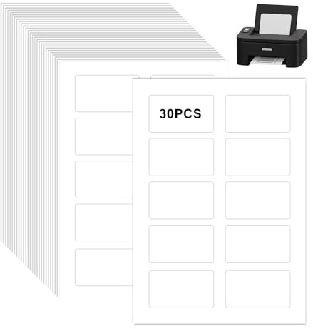 OMJMYY Namensetiketten Selbstklebend 30 Blatt, 80x50mm A4 Etiketten 300 Stück Namensetiketten ablösbar Namensaufkleber für Kleidung Laserdrucker & Inkjetdrucker Ideal für Kindergarten Schule & Events