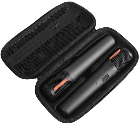 Hesupy PartyBox Wireless Microphone Carrying Case for JBL PartyBox Wireless Two Mic Portable Microphones Travel Bag Storage Box for Receivers, Adapters, AA Batteries, Charger Organizer, Black