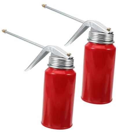 Mikinona 2pcs Manual Engine Oil Bottle 200ml Steel Hand Pump Oiler with Precision Manufacturing and Precise Oiling for Motorcycle Lubrication and Vehicle Use