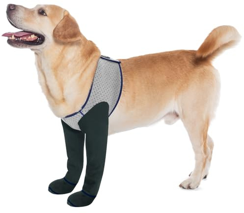 COODEO Hundesocken gegen Pfotenlecken | Wasserfeste Pfotenschutzstiefel mit rutschfesten Sohlen zur Wundheilung & Hautschutz (Grau, L)