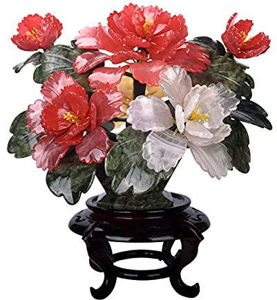 Artificial flowers Artificial Jade Bonsai Plant - Simulation Peony Flower Potted Decoration for Home, Office, Yard - Realistic Faux House Plants for Elegant Interior Design