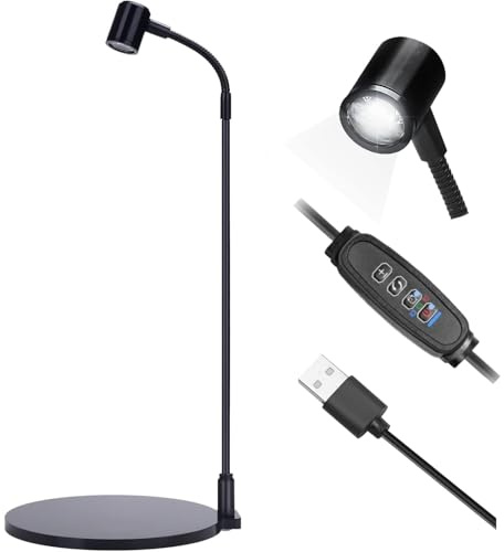 Iluminación LED para acuario, temporizador y regulador de intensidad de 3 W, lámpara USB para plantas con base negra – 360 ° ajustable para betta peces, suculentas, plantas en maceta, paisaje en