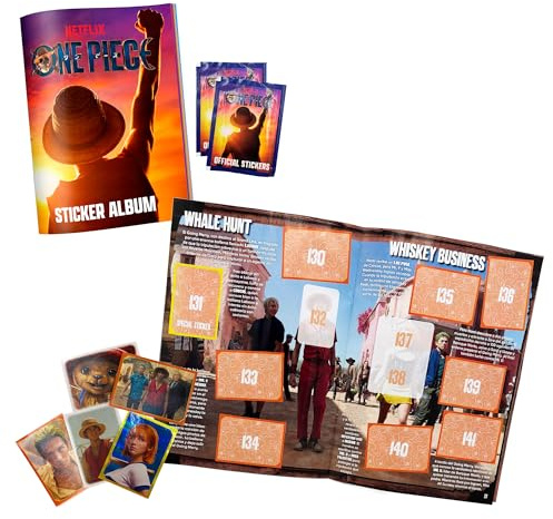 Bizak One Piece Cards Album Ufficiale con 10 adesivi inclusi, collezione di 200 adesivi olografici e fustellati ispirati alle stagioni 1 e 2 (64395001)