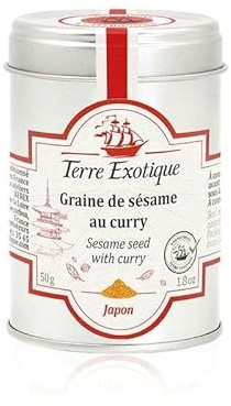 Semillas de sésamo tostadas con curry 50 g en frasco metálico Topping crujiente y aromático para arroces ensaladas bowls woks y verduras