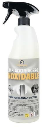 Limpiador de acero inoxidable | 3 en 1: Limpia, abrillanta y protege | Elimina la cal | Para todo tipo de superficies metálicas | Calidad Profesional (1 Litro)