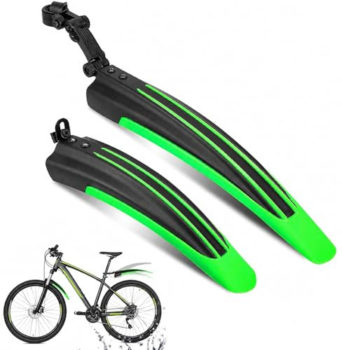 Fahrrad Schutzblech Verstellbare Mountainbike Fahrrad Kotflügel Einfache | Installation Vorne Hinten Fahrradschutzblech Einstellbare Winkel Steckschutzblech für MTB Citybike 20 Zoll Räder Grün