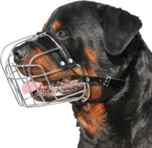 XL Metallkorb Hundemaulkorb für große Rassen, robuster Anti-Bell-Maulkorb für Rottweiler, Cane Corso, Mastiff, Labrador und Bulldogge