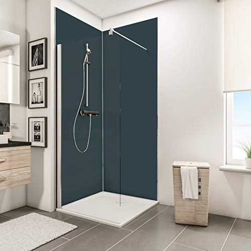 Schulte lot 2 panneaux muraux 90x210 cm + 3 profilés (2x finition, 1x angle intérieur), revêtement salle de bain douche, épaisseur 3 mm, couleur anthracite, livré avec adhésif double face