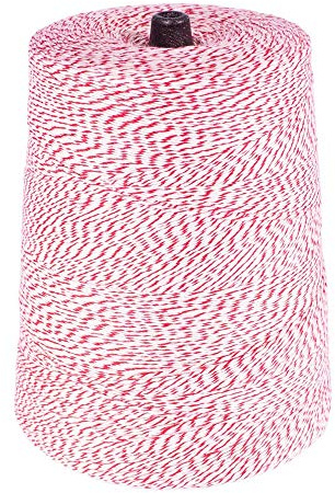 Bobina di spago in cotone a 4 strati, 0,9 kg, 4 strati x 9600 m, rosso e bianco