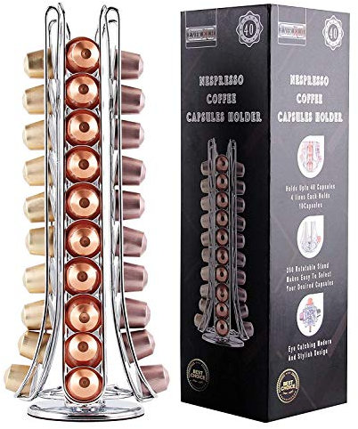 Ever Rich ® Tower Capsule Holder Compatible with Nespresso Coffee Capsules (Rotating Design) (Option 1)