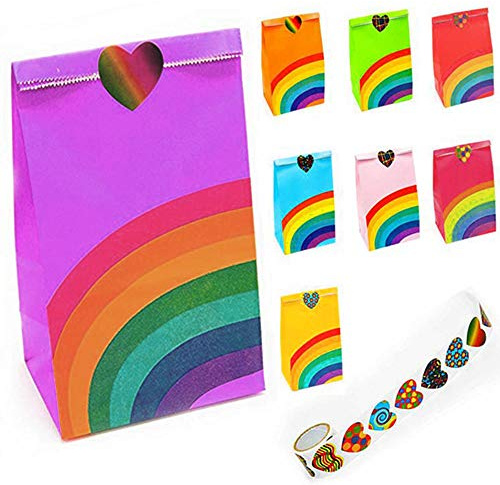 Viccess 48 Geschenktüten Kindergeburtstag Mitgebsel Partytüten Papier Kindergeburtstag Regenbogen Papiertüte Geeignet für Party Geburtstagsparty Hochzeit Weihnachten Ostern (48 Stück)