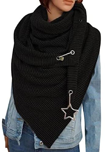 Voqenn Schal Damen Herren Dreiecksschal Winterschal Warme Dreieckstuch mit Knopf Deckenschal Poncho Herbstschal Baumwolle Soft Wrap Dreieck Groß Damenschal Halstücher Frauen Schals