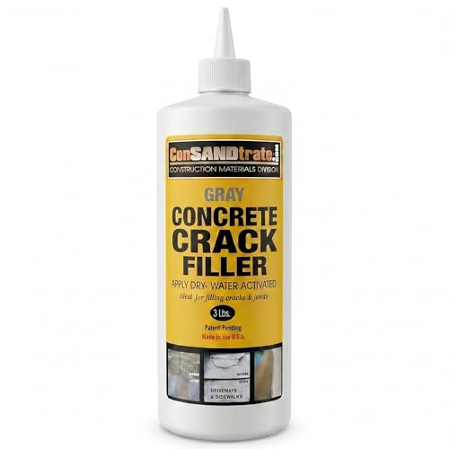 ConSandtrate Concrete Crack Filler - Gray - 3 lb. (Single Bottle) - Polymer Based Sealant for Filling in Concrete Cracks on Driveways, Walkways and Patios (Gray)