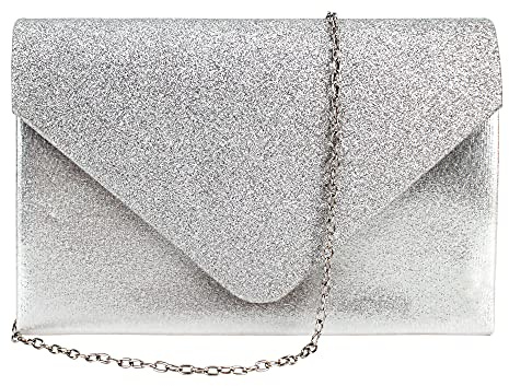 MEGAUK Damen Clutch Glitzer Elegant Abendtasche Glänzend Handtasche Envelope Tasche Strass Unterarmtasche mit Kette für Hochzeit Wedding Prom Party