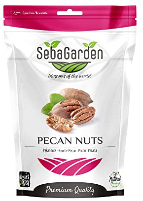 Seba Garden Pecan Nuts Halves Unsalted, Naturally Gluten Free, No Preservatives, Non-GMO, Keto, Paleo, Vegan Friendly… (500g)