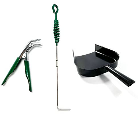 KAMaster Charcoal Grill Ash Tool Set for Big Green Egg Accessories,Ash Pan+Ash Rake+Grill Grate Lifter Kamado Parts,Kamado Grill Cleaning Tools for Kamado Grill Joe,Primo and Other Charcoal Grill