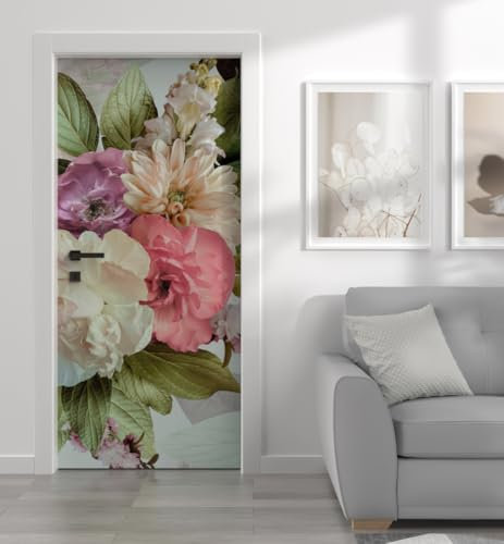 MyMaxxi - Tür bekleben mit Türtapete Türposter Türfolie Selbstklebend 90x200 Blumen hell - Tür verschönern Türaufkleber Türklebefolie Blüte Pflanze Garten lila