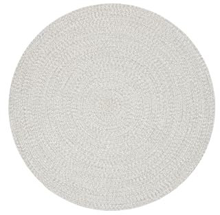 Outdoor & Indoor Teppich - Umkehrbar - Flachgewebe Sisaloptik - Wetterfest - Wohnzimmer Balkon Küche - Handgearbeitet - Modernes Boho Jute Stil - Hellgrau - Ø160cm Rund