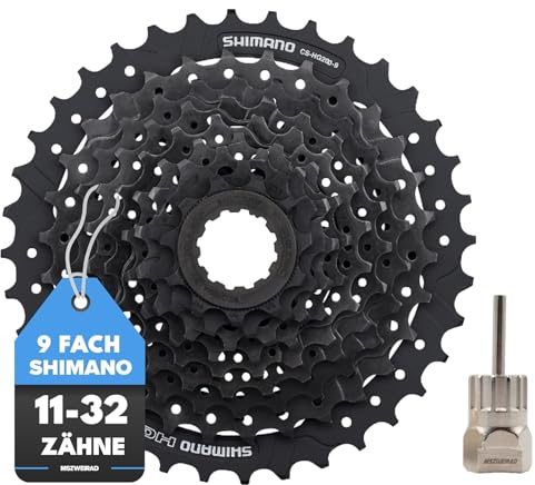 MSZweirad Shimano Fahrrad Kassette 9-Fach CS-HG200 11-32, 11-34, 11-36 Zähne Zahnkranz Schwarz Zahnkranzabzieher & Kassetten Verschlussring