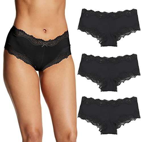 Maidenform Women's Underwear Pack w/Low-Rise, 3-Pack, Cheeky Lace Underwear Women Pack, Comfortable Lace Panties for Women