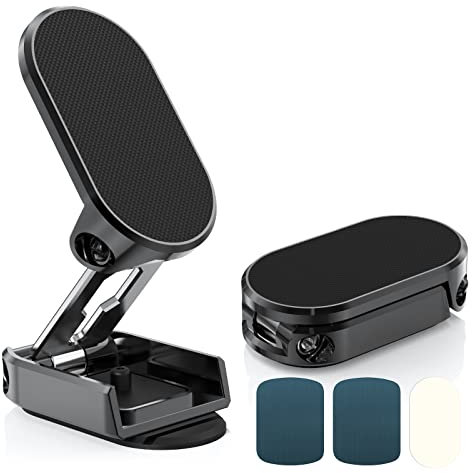 AXFEE Car Phone Holder, Folding Magnetic Phone Holder For Cars, Alloy Magnetic Phone Car Mount, 720° Rotatable Magnet Cell Phone Mount in Car Mobile Phone Cradle Magnet for All Smartphones (Sliver)