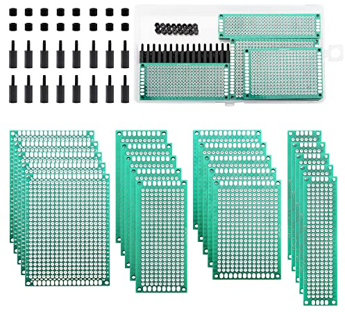 VooGenzek 36 ST PCB Board Kit, Inkluderar 20 ST dubbelsidig PCB Board Prototyp Kretskort, 16 ST Nylonkolonn