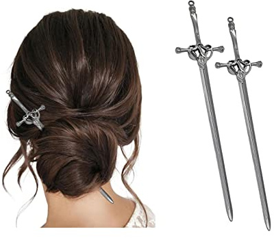 2 Pcs Vintage Girls Hair Chopsticks Comics Chinese Style Hair Pin Women Styling Hair Stick Hairpins for Long Hair, Hair Accessories（Black）