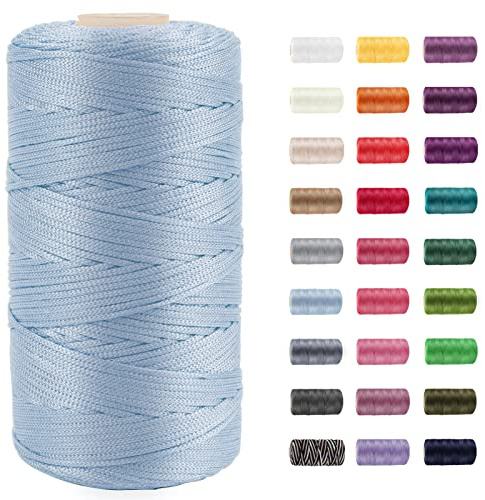 CAMAL Cordino per Borse Uncinetto Corda Macrame 1.5mm x 200m Filo Macrame per Uncinetto Filo di Nylon per Appendere La Parete, Fai Da Te, Artigianato, Lavori a Maglia (Blu Lago)