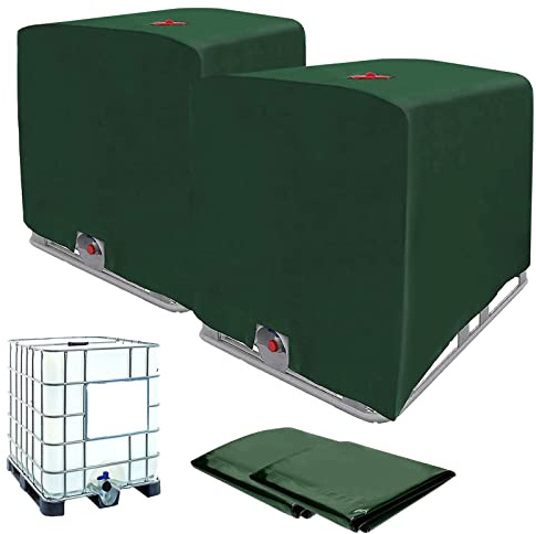 Copertura per serbatoio IBC, 2 pezzi, colore verde IBC, per serbatoio dell'acqua da 1000 l, telo protettivo adatto per serbatoio IBC, serbatoio dell'acqua piovana