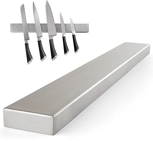 Magnetar Magnetischer Messerhalter - Edelstahl - 40cm - Selbstklebend oder Wandmontage - Magnetleiste - Mit 3M VHB Klebeband - für Messer
