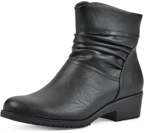 CLIFFS BY WHITE MOUNTAIN Women's Shoes Durbon Block Heeled Ankle Bootie, Black/Smooth, 8.5 M