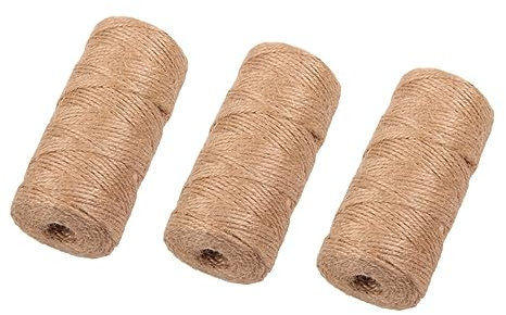 TOVINANNA 3pcs Jute Twine Heavy Duty String for Wrapping Gardening Diy Crafts Festive Decoration Artificial Rope String