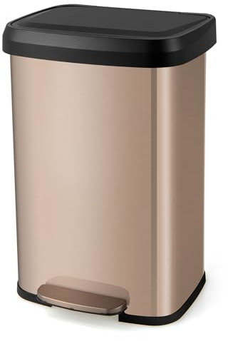 COSTWAY Bidone per Pattumiera da 50 L, Pattumiera da Cucina con Pedale, Coperchio e Scomparto Deodorante, Ideale per Casa Ufficio (50L, Rosa dorato)