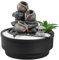 Fuente de Interior Jardín Zen, Fuente Cascada Jarra, Luz LED Colorida, Decoración Ambiente Relajante, Jardín Zen Arena Blanco, Fuente de Mesa Circuito Cerrado, H21 cm - Oasis Zen'Light