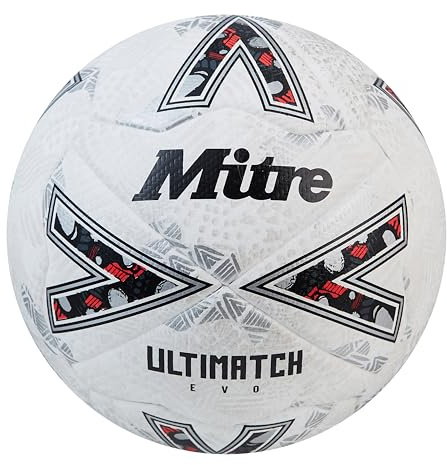 Mitre Ultimatch Fußball | verbesserte Ballkontrolle | äußerst strapazierfähig | noch mehr Präzision | Ball Fußball