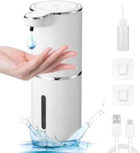 Zawaer Dispenser Sapone Automatico Montaggio a Parete, 380ml Dispenser di sapone liquido, Usb Ricaricabile Dispenser Sapone Automatico, Ipx5 Impermeabile, Adatto Per Cucina, Bagno, Hotel