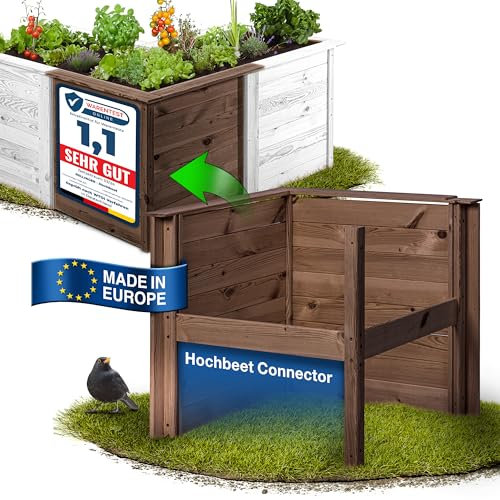 RELLINGER® Bancal de madera [protección óptima contra las plagas] – Incluye pintura resistente a la intemperie – bancal elevado para jardín de madera certificada FSC® – bancal elevado (color marrón