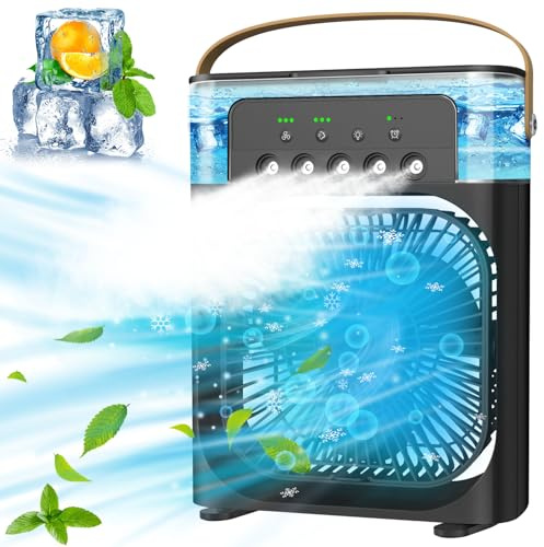 Aire acondicionado portátil - Enfriador de aire personal silencioso, mini ventilador USB, 1/2/3 H temporizador, 3 velocidades