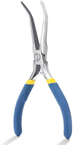WISEPRO 6-Inch Long Nose Pliers, 45° Angled Needle Nose Pliers, Mini Long Nose Precision Wire Looping Pliers for Jewelry Making, Electronics Work
