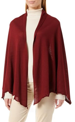 Die Trachtenschmuck-Manufaktur Strick Stola in Merino Wolle - großes Tuch mit Wellensaum in vielen Farben 200x70cm (Bordo-019)