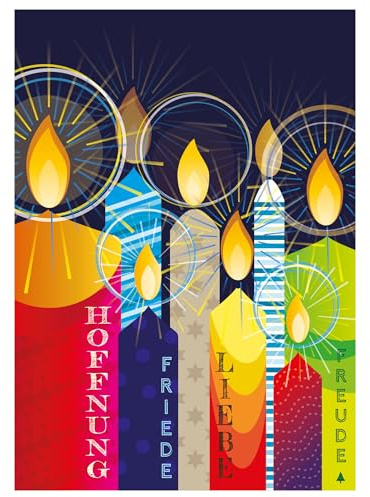 Weihnachtskarten mit Umschlag Set, Weihnachtskerzen, A6 | Christmas Cards, Karten Weihnachten; 10 Stück, kleines Format, Klappkarten; weihnachtliche Motive