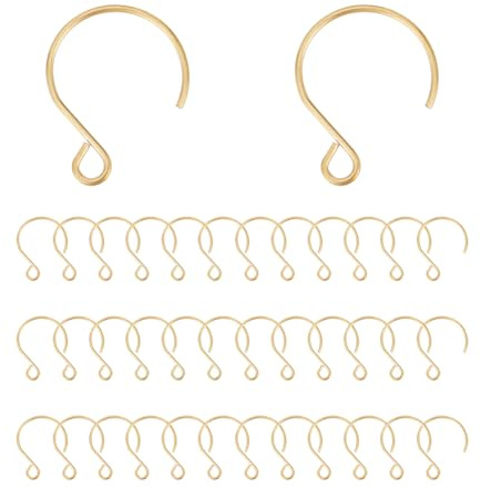 UNICRAFTALE 50 pz Fili Dorati per Orecchie Placcatura Ionica 304 ganci per Orecchini In Acciaio Inossidabile 19mm Lungo Orecchino A Gancio Inm etallo con Anello Orizzontale Forniture per Francesi