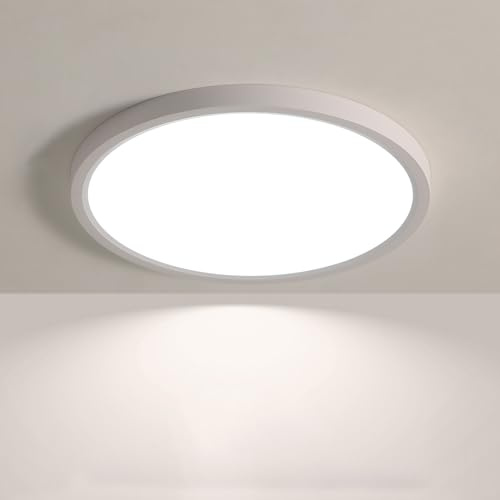 JDONG 36W LED-taklampa Flat Ultra tunn taklampa rund, 4000K Ø40cm, vit taklampa Flat