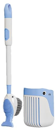 LearnLyrics Escobilla de baño con dispensador de jabón, escobilla de baño de pared con mango largo y soporte, sin ángulos muertos, soporte de succión para el hogar,