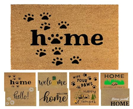 MYPURECORE Coir Door Mat (60x40cm) - Non-Slip & Absorbent, Indoor/Outdoor, Eco-Friendly - Ideal as Front Door, Entrance, Floor, Welcome Mat - Large Size, Dirt Trapper, Washable (HOME PAWS)